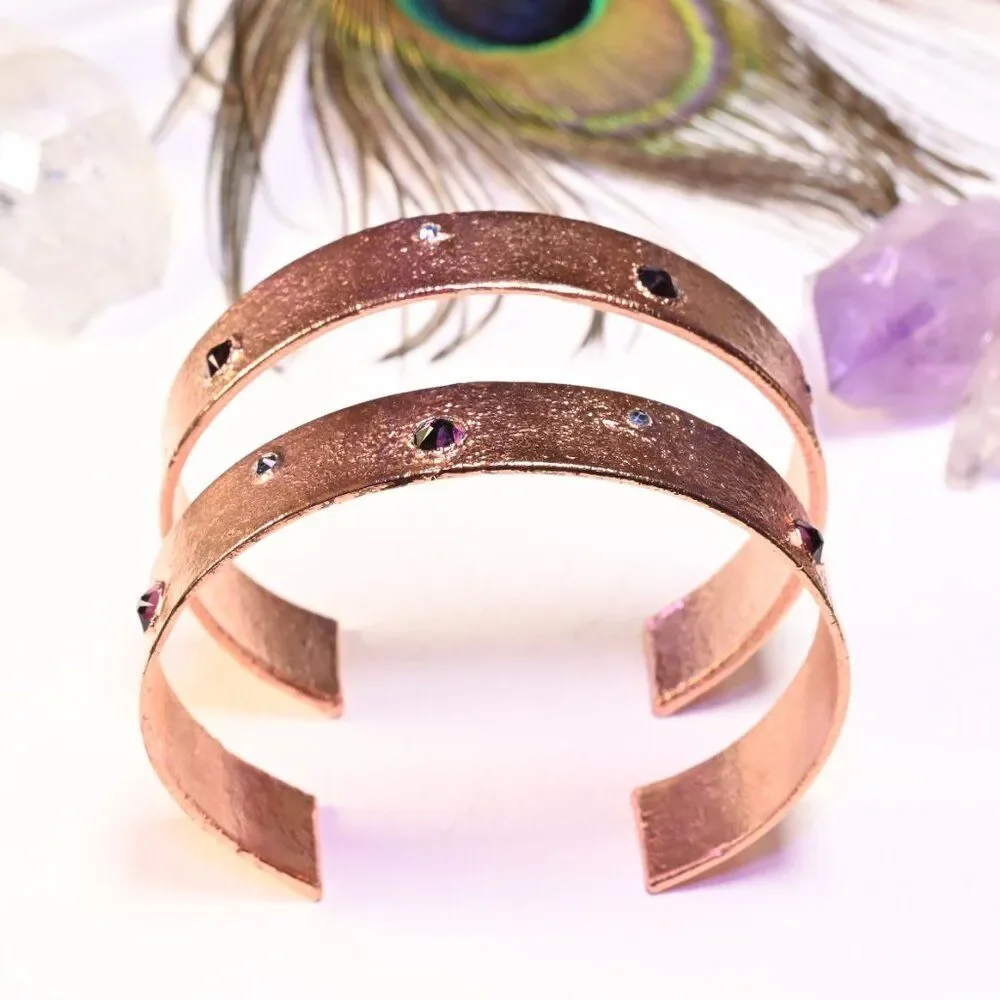 Purple Swarovski Crystal Copper Cuff Bracelet